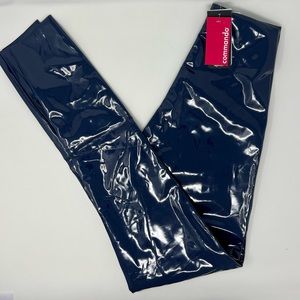 NWT. Commando Women's Faux Patent Leather Perfect Control Leggings. Navy. Size S